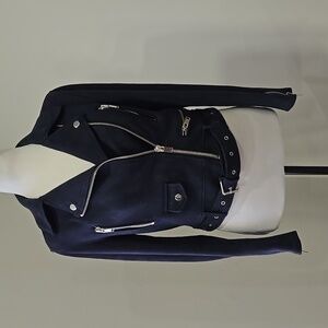Zara Biker Jacket,Navy Blue Size small